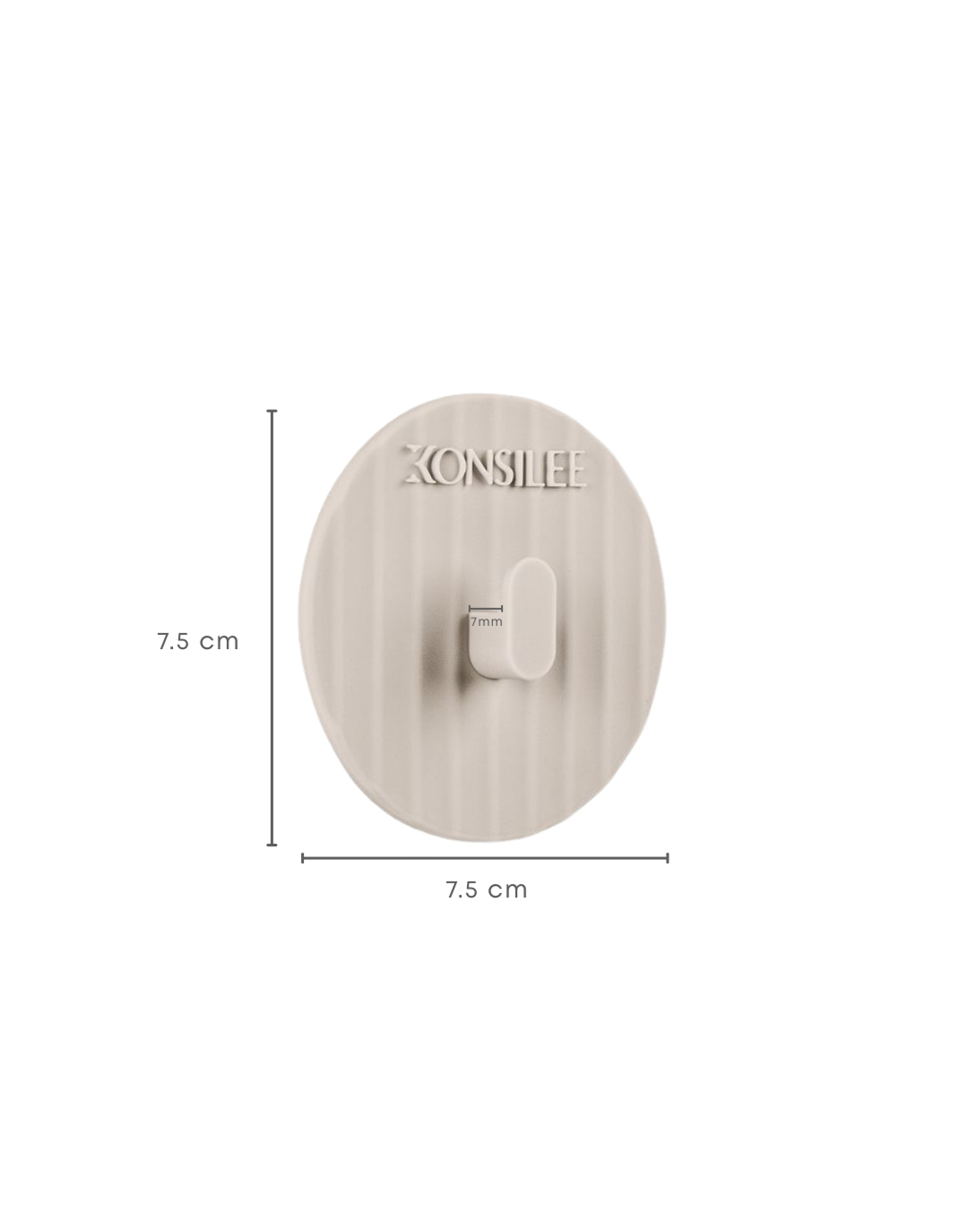 Dimensions of the Kirby Shower Hook 7.5cm x 7.5cm